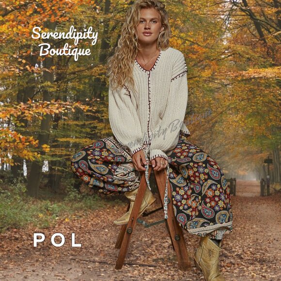 Boho Thick Cozy Oversized Drop Shoulder Chunky Cable Knit Sweater from POL - Picture 6 of 11